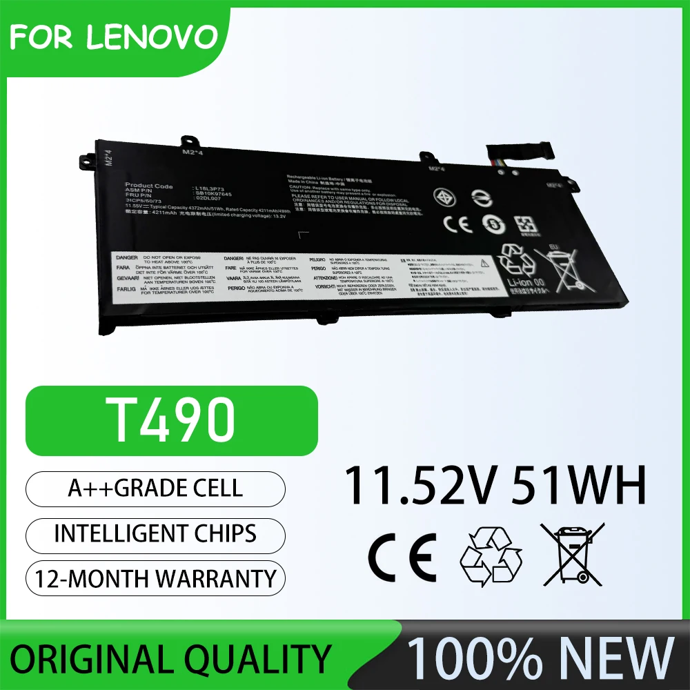 Batería Nueva de 11.52V 51Wh para Portátil Lenovo ThinkPad T490, ThinkPad T495, ThinkPad T14, ThinkPad T14 Gen 2