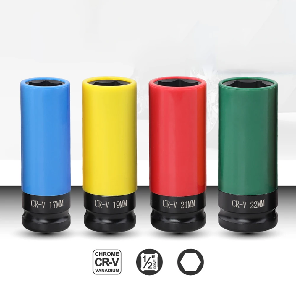 1pcs 1/2In Metal Drive Wheel Lug Nut Socket For Impact Socket Sleeve Pneumatic Wrench Tire Screw Sleeve 17mm 19mm 21mm  22mm