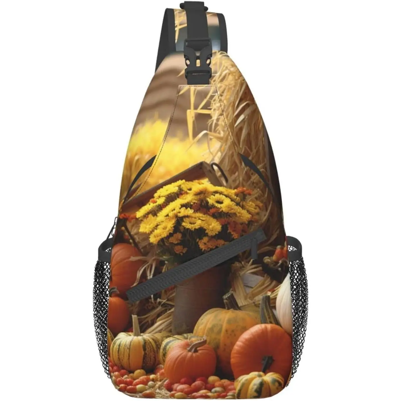 حقيبة ظهر بحمالة للخريف وعيد الشكر مطبوعة حقيبة صدر كروس قابلة للتعديل حقيبة كتف للسفر والمشي لمسافات طويلة حقيبة نهارية للجنسين #1