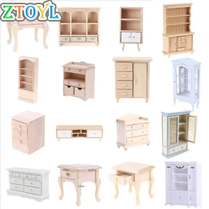 Modelo de armário Dollhouse Mini, Gabinete de jantar, Prateleira de exposição, Doll House Furniture, 1,12, Hot Sale, 27 estilos