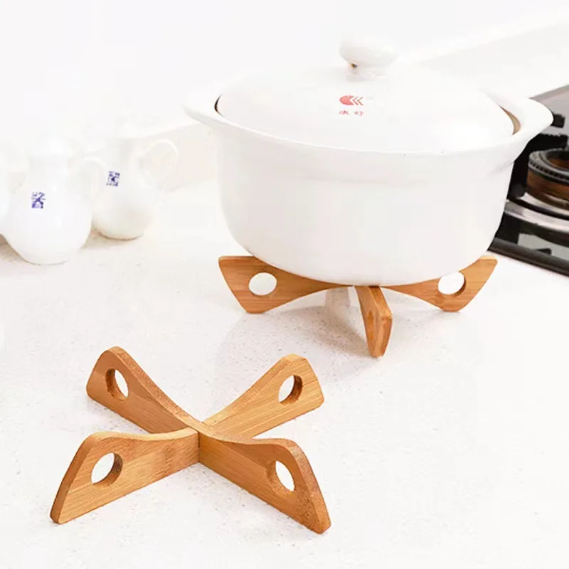 

1 PC Bamboo Cross Pot Stand Trivet Pan Rack Heat Insulation Anti-Heat Wooden Cup Dish Holder Kitchen Gadget