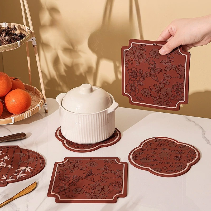

New Year Spring Festival Insulation Mat Pot Bowl Mat Soft Adhesive Pvc High Temperature Anti-slip Hot Cup Mat Can Be Suspended