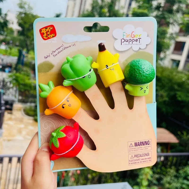 Mini Fruit Animal Hand Puppet Toy Parent-child Interactive Toy Safety Montessori Doll Finger Puppet Toys Narrating Sensory Toys