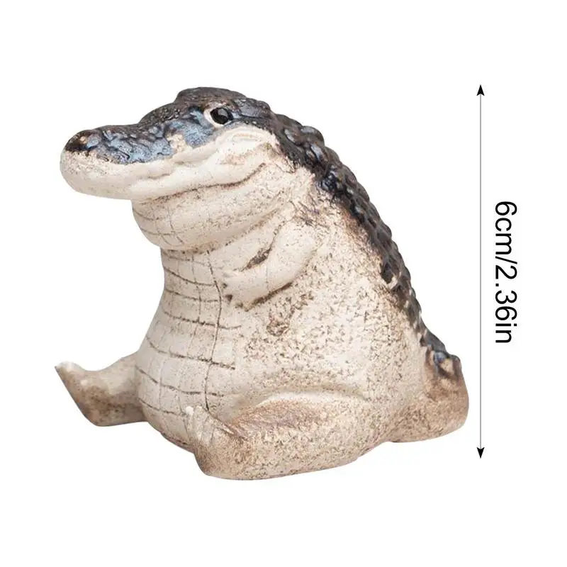Estatuetas de animais Jacaré Figura, Ornamento Chubby Animal, Resina Jardim Crocodilo Decoração, Pátio Arte, Varanda