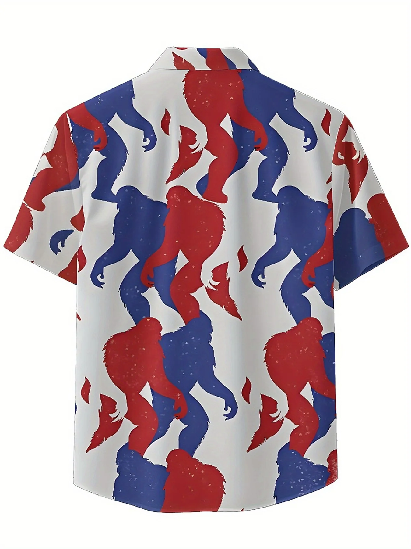 Men's Plus Size Hawaiian Shirts Mysterious Sasquatch Print pattern,Unisex Baggy Aloha Shirts,summer Alternative Clothing