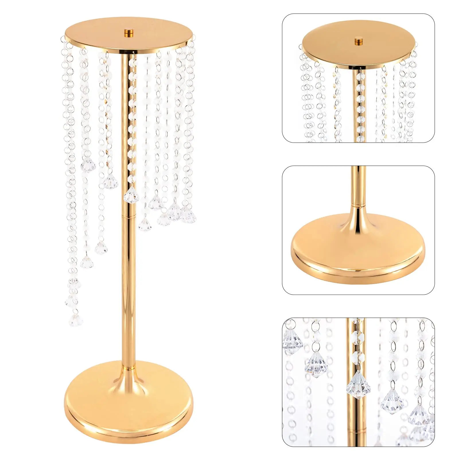 10 sztuk wazonów na kwiaty do dekoracji ślubnych, 27,5 cali wysoki kryształowy wazon na kwiaty, metalowe stojaki na kwiaty do dekoracji ślubnych, złoty kryształ