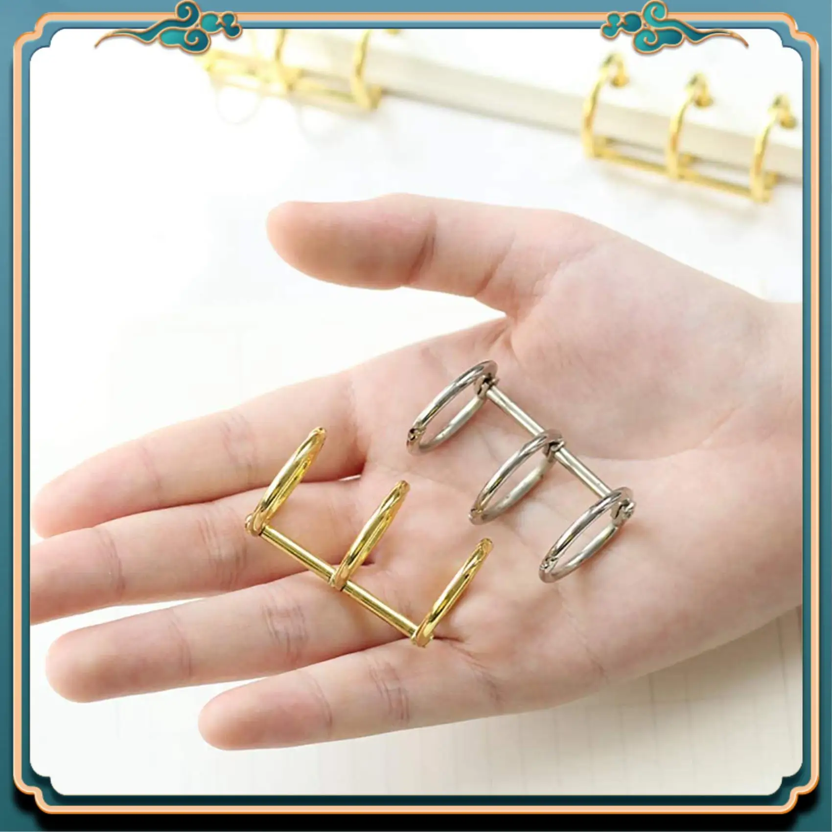 ABJG-24 Pcs 3 Ring Book Rings Leaf Binders Office Book Rings Snap Split Hinged 20Mm Inner Diameter Book Ring Gold