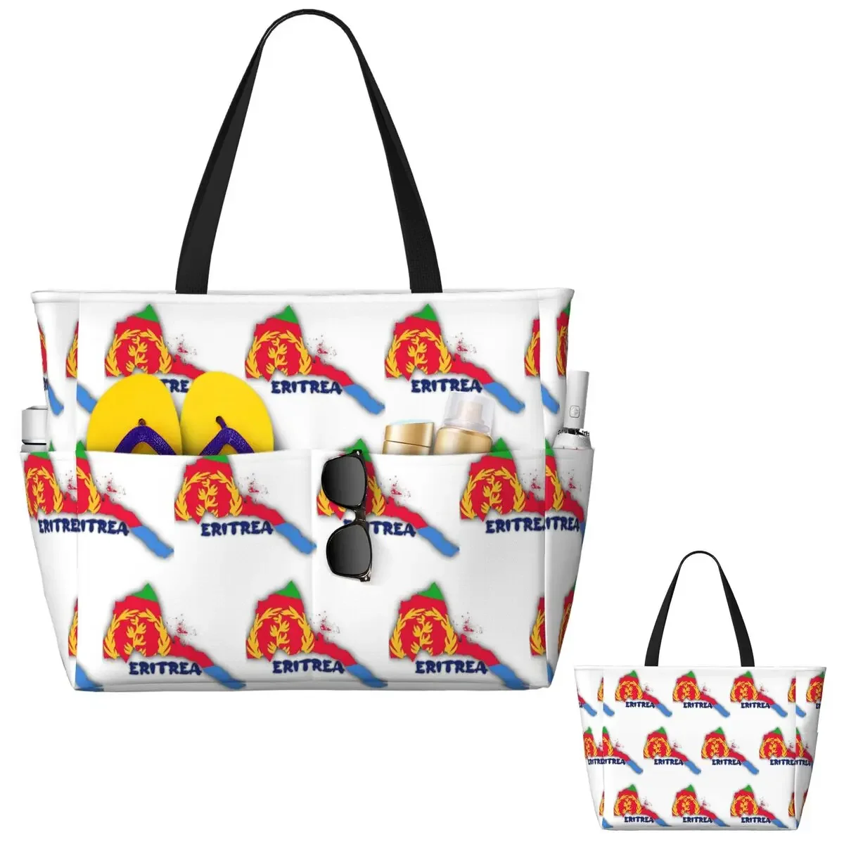 Flag Of Eritrea Beach Tote Bag Sport Gym Yoga Duffle Large Tote Bag Women Travel Bag Fitness bag