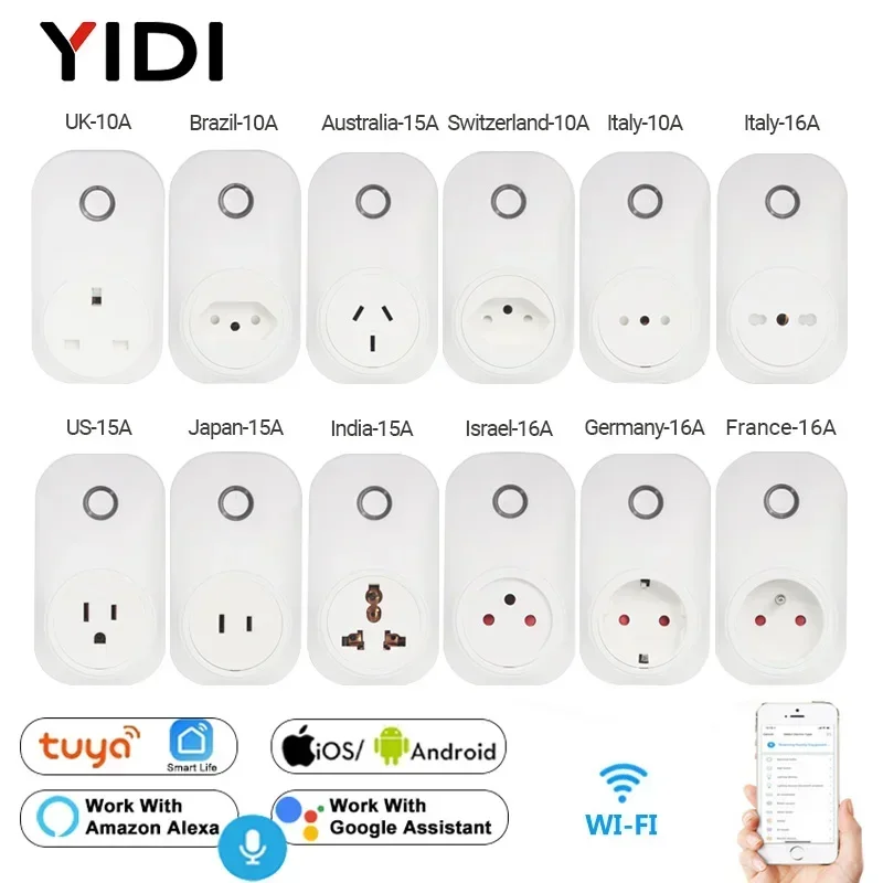 

WIFI Smart Wall Plug Socket EU UK US AU BR FR JP IL IT Plug Power Socket Tuya Remote Voice Control Smart Home Alexa Google Home