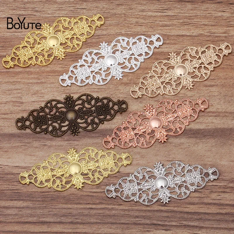 BoYuTe (50 Pieces/Lot) Metal Brass Stamping 60*25MM Big Filigree Findings Diy Handmade Jewelry Accessories