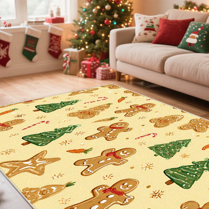 

Рождественская елка Подарочный ковер Украшение гостиной Желтый снеговик Коврики для отдыха Мягкий противоскользящий прикроватный коврик для спальни Легкая чистка
