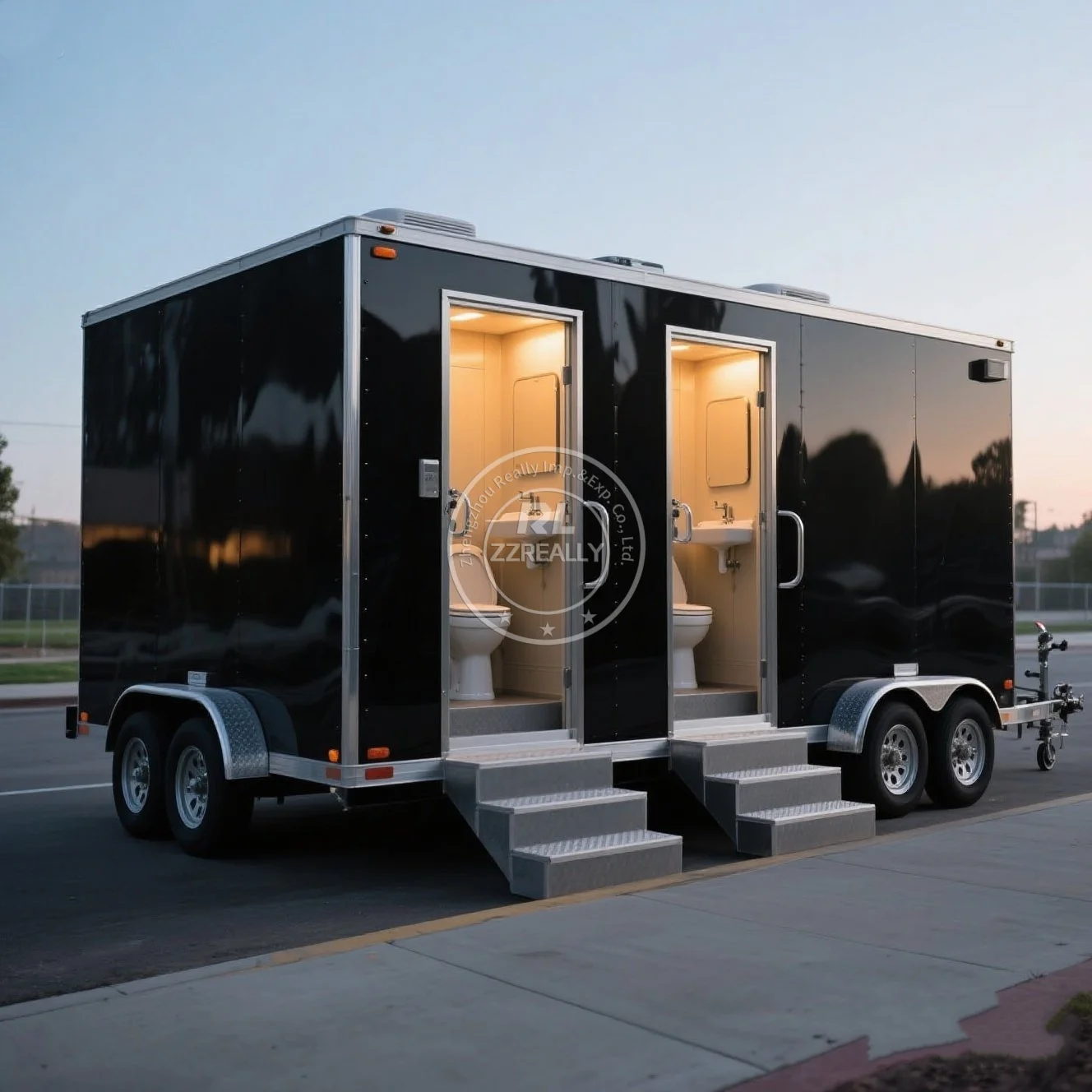 

2 Station Prefab House Portable Toilet Trailer Shower Rooms Camping Mobile Toilet Trailer Luxury Restroom Trailer