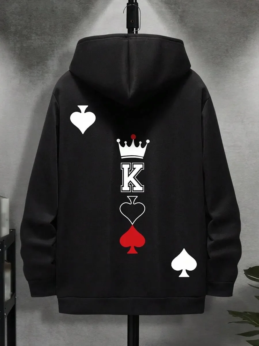 

Fashionable Pure Cotton Hoodie Featuring Poker King Design Great for Those Who Love Casino Inspired and Edgy Aesthetics