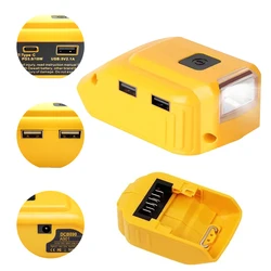 Convertitore di alimentazione DCB090 di ricambio originale per adattatore batteria Dewalt 20v Max 18V con doppia luce di lavoro a LED USB DC 12V