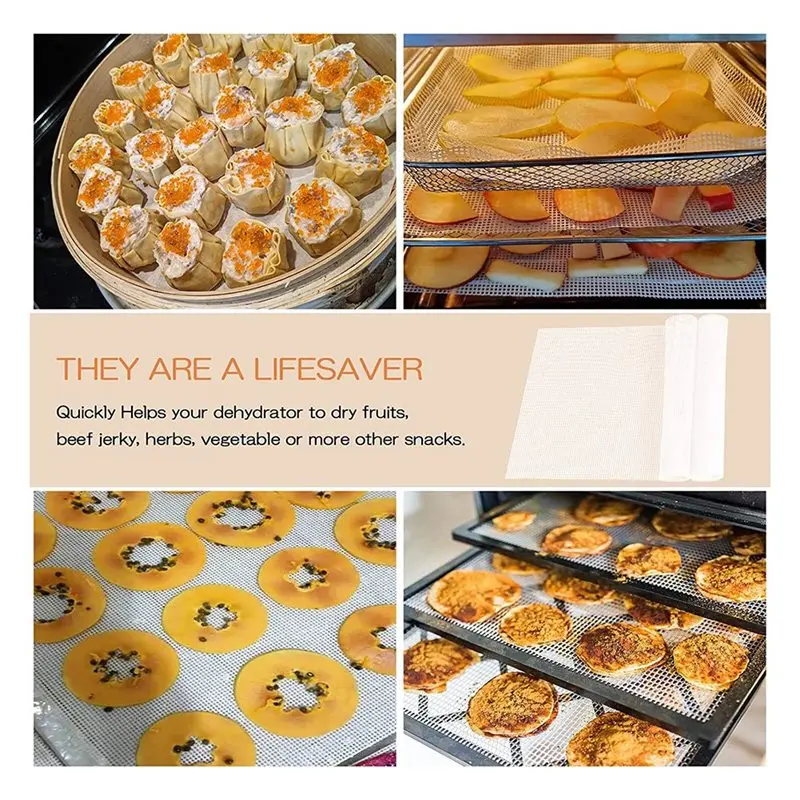 【PARTY  DAY】Silicone For Dehydrator Sheets(12-Pack), Reusable Mesh Mats, For Dehydrator Trays, Liners