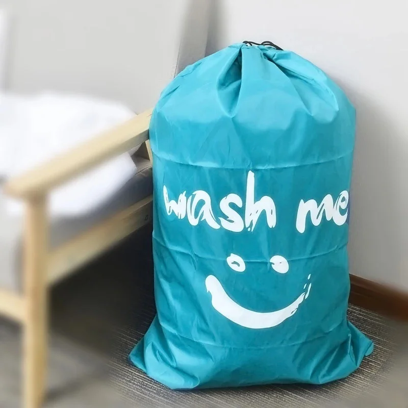 Smiling Laundry Bag with Drawstring, Perfect for Travel and Storage