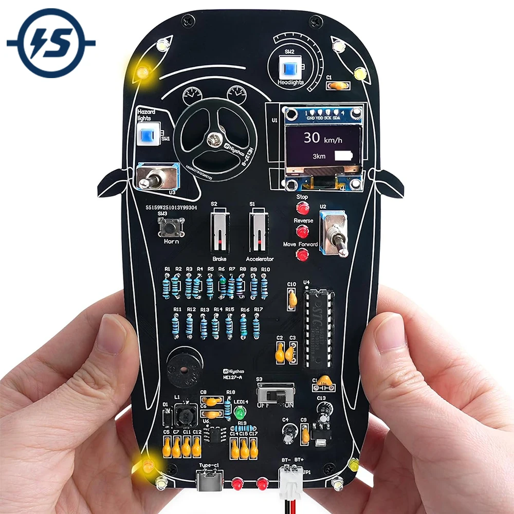 Car Driver Simulator Soldering Practice Kit DIY Car Control System with LCD Display Cool STEM Project for Students Hobbiest