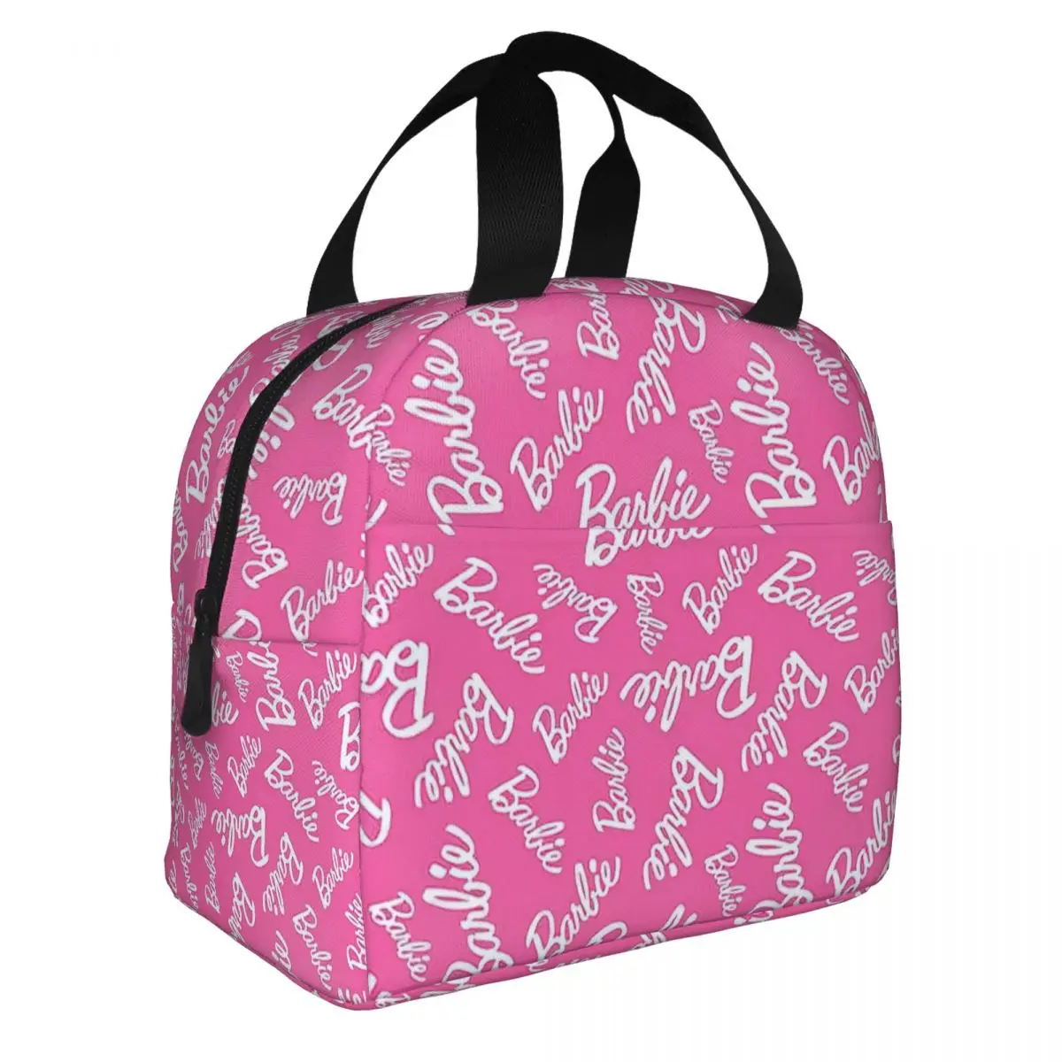 Pink Barbi Pattern Insulated Lunch Bags High Capacity Lunch Container Thermal Bag Tote Lunch Box School Travel Food Handbags