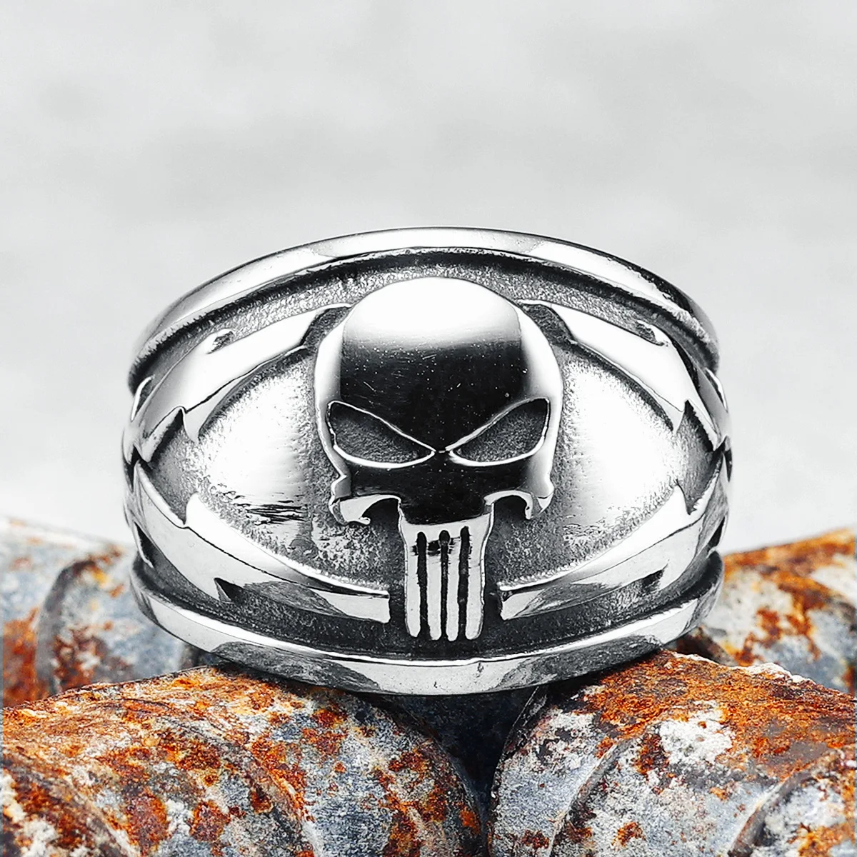 

Lightning Skull Men Ring 316L Stainless Steel Skeleton Rock Punk Warrior Rings Rap for Rider Male Boyfriend Jewelry Best Gift