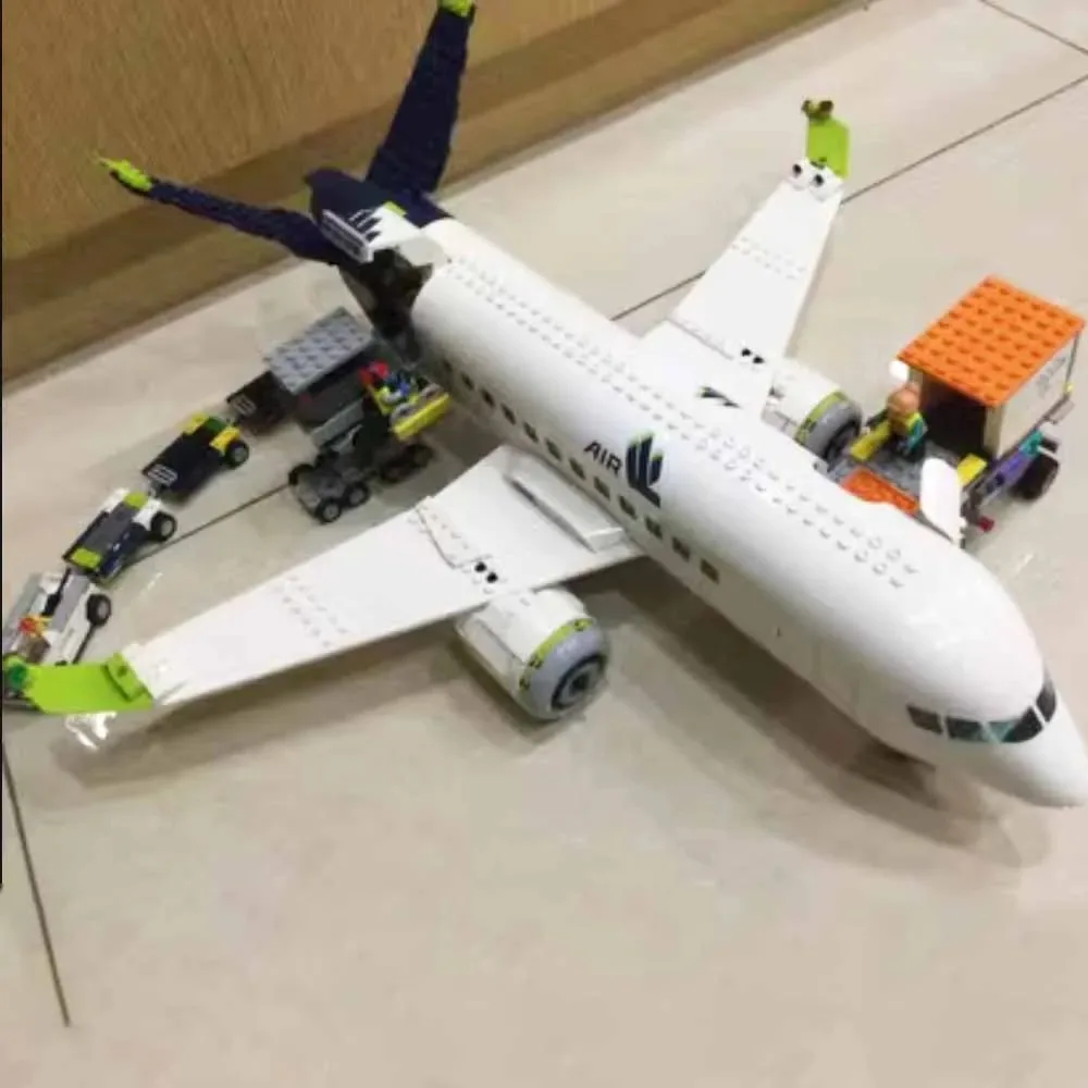 Hot Toys Passagierflugzeug-Bausteine, City-Serie, kompatibel mit 60367, passagierflugzeug, große Montage, MOC-Spielzeuggeschenke
