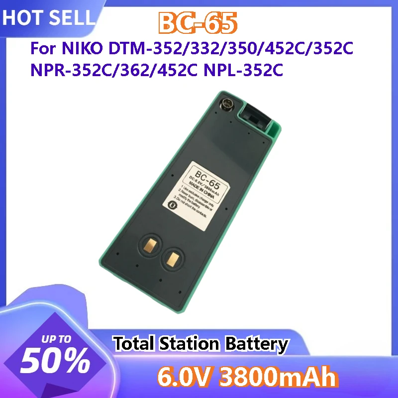 

BC-65 6.0V 3800mAh Battery for NIKO NPL-352C DTM-352/332/350/452C/352CNPR-352C/362/452C High Quality Total Station battery