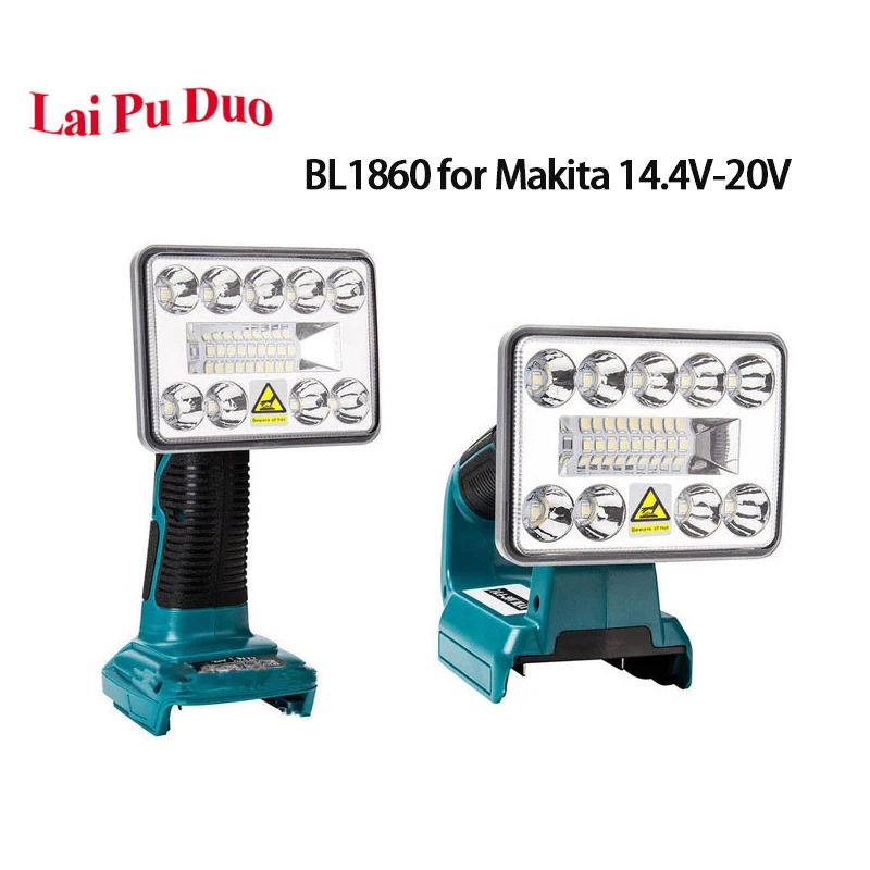 BL1860 for Makita 14.4V-20V Li-ion Battery 9W Pistol Portable Tool Light LED Light Work Light Used BL1830 BL1845 LXT400