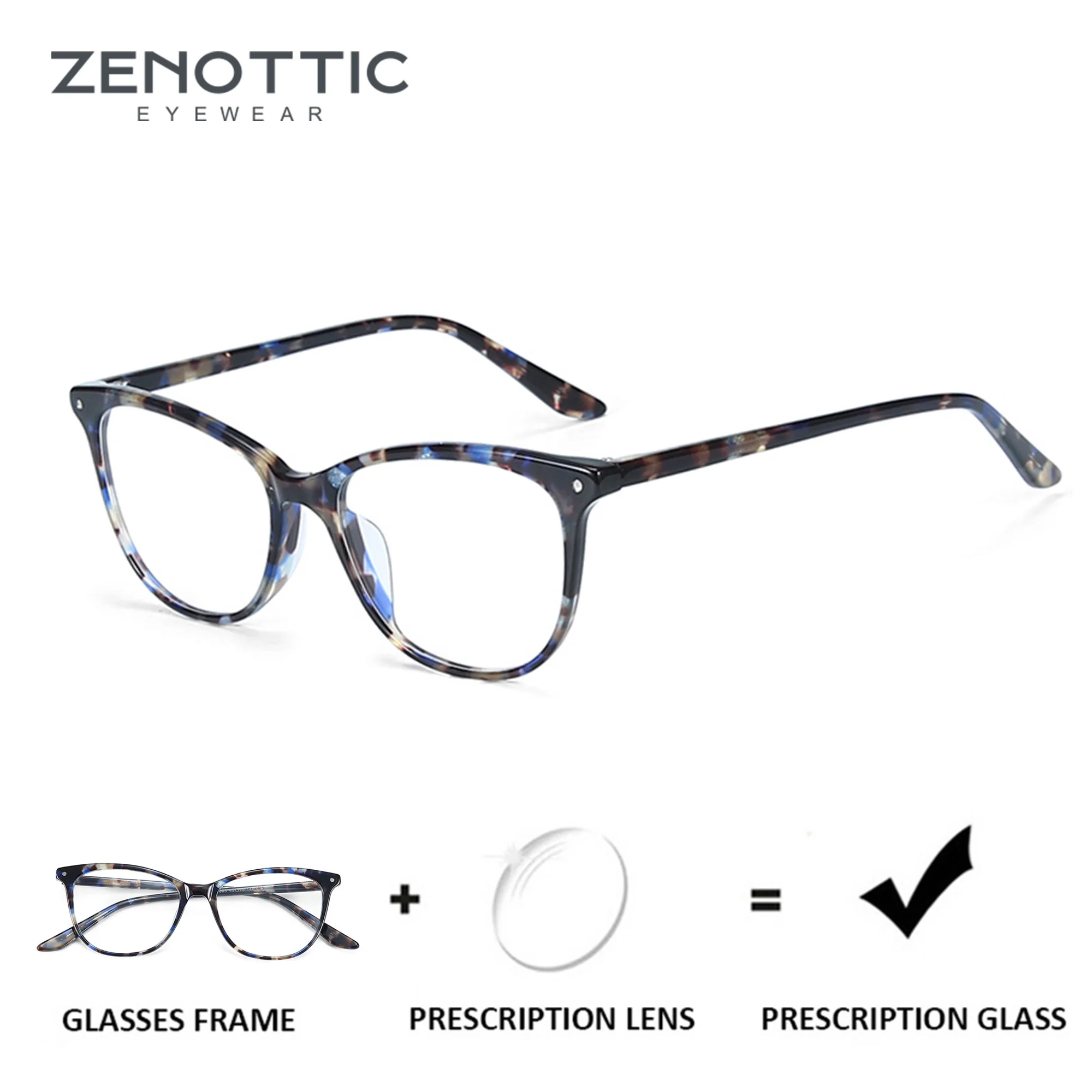 

ZENOTTIC Cat Eye Acetate Prescription Eyeglasses Women Anti-Blue-Ray Photochromic Optical Spectacles Myopia Hyperopia Glasses