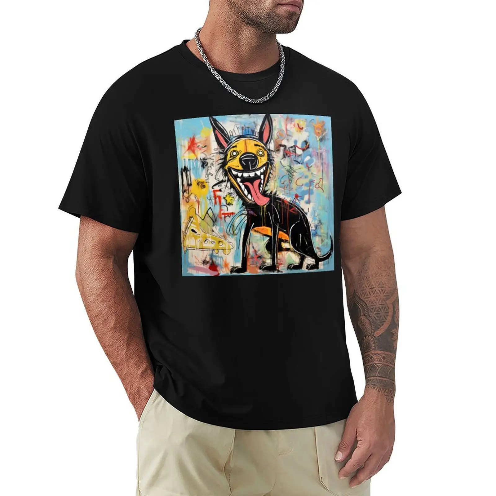 

Happy Hyena T-Shirt Basic Breathable Solid Color T-Shirt