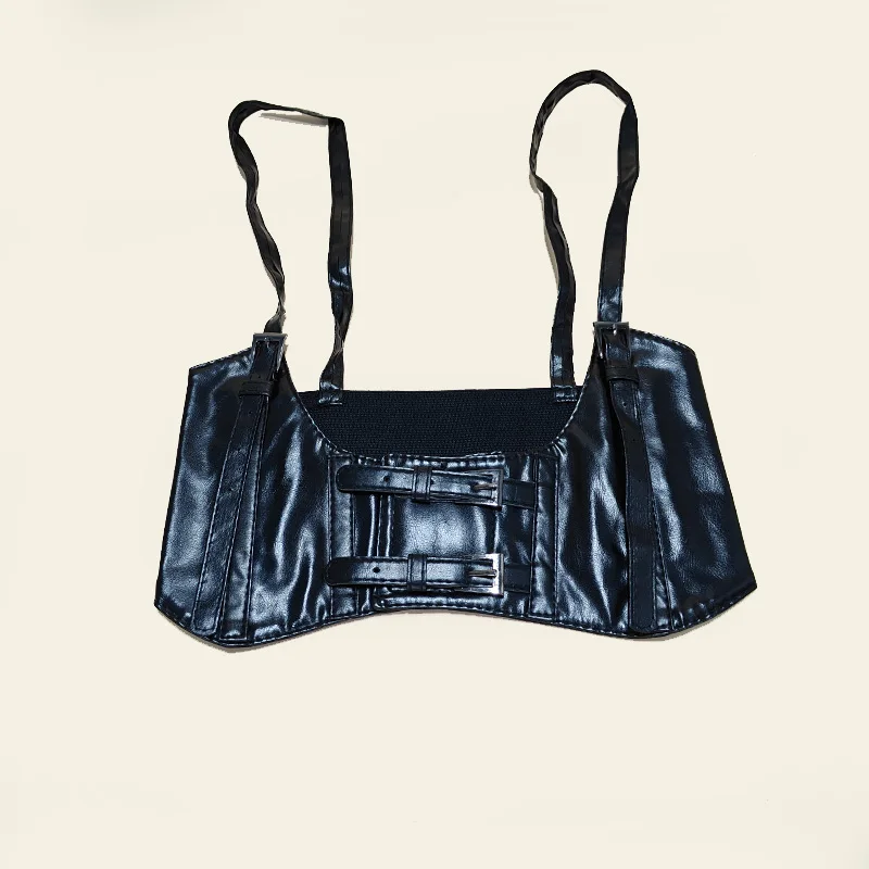 女性トレンドパンクアンダーバストコルセットベルトストリートスタイルワイドウエストバンドコルセットハーネス革ベルト女性ゴシック服 Accessorie