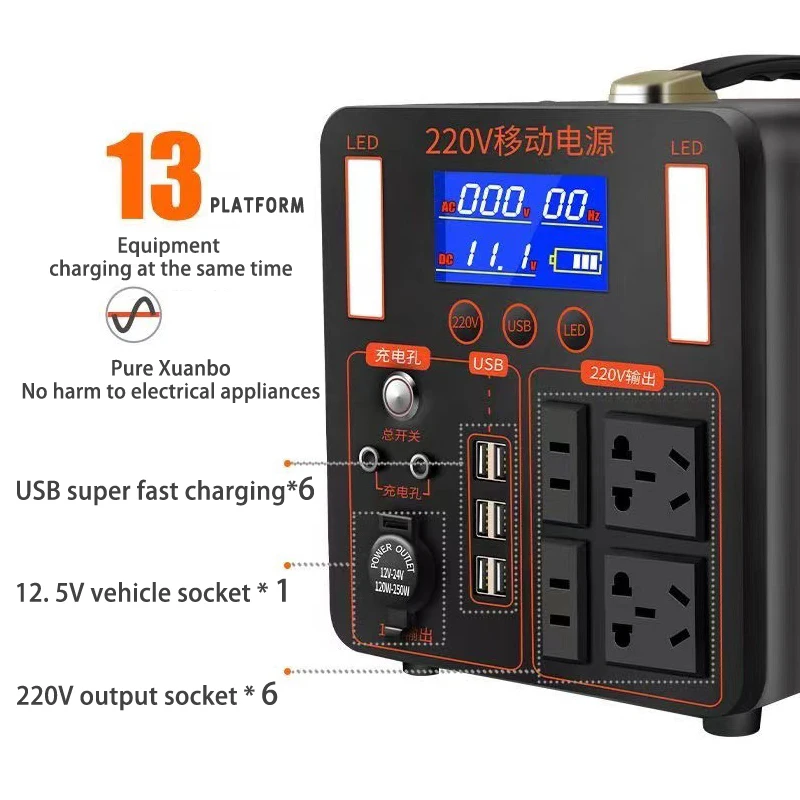 

3.8 million mAh portable emergency charging power station 2100W household solar generator outdoor camping energy storage battery