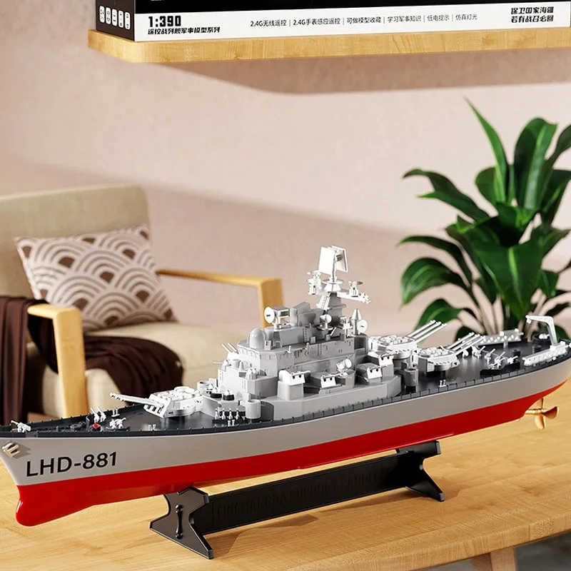 RC Battleship Model Large Warship Model Toy Gift Remote Control Electric Ship Model Finished Simulation Navy Fleet Toy