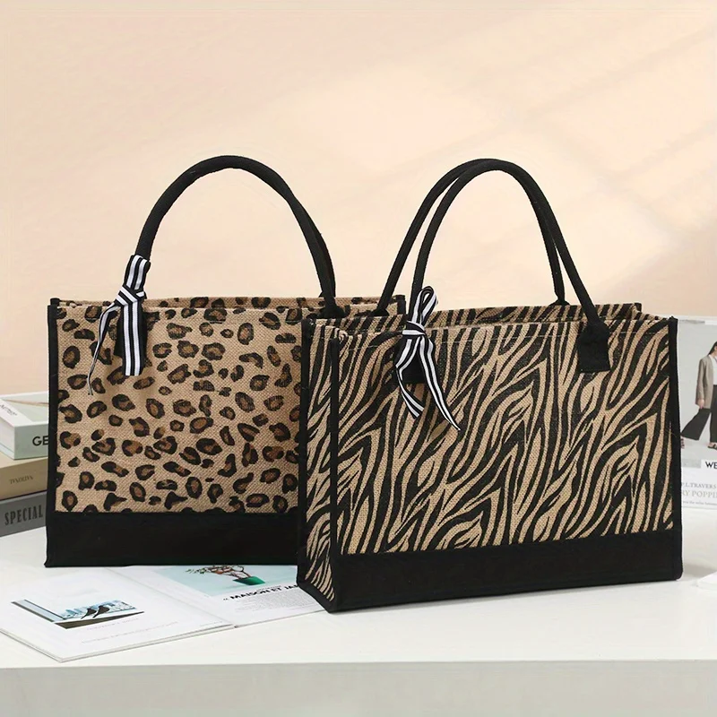 Women\'s Handbaglarge Capacity Single Shoulder Bag Leopard Print Travel Handbag Fashionable Shopping Bag Men\'s Business Handbag