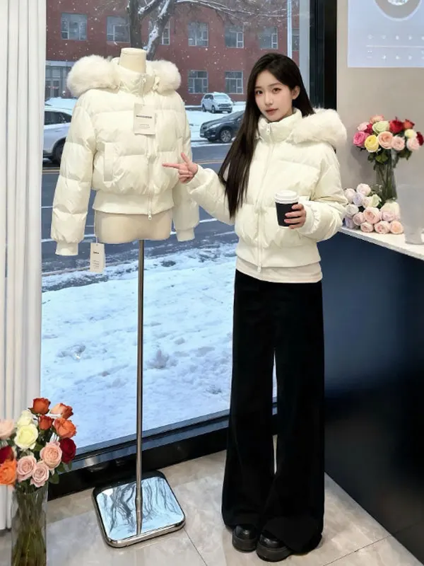 

Корейская короткая хлопковая куртка с капюшоном, модная, стильная, зимняя верхняя одежда, молодежная, на молнии, однотонная, удобная для повседневной носки