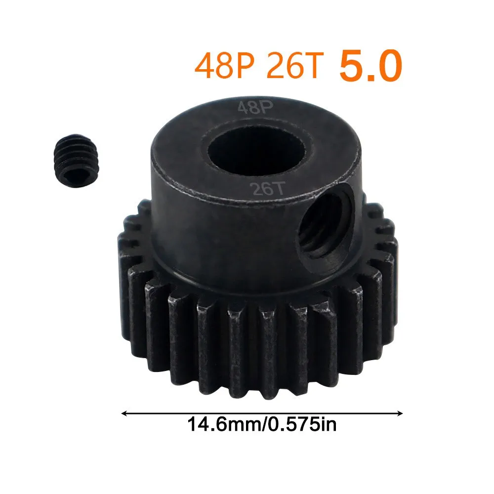 48p 5mm 16t 17t 18t 19t 20t 22t 24t 25t 28t Black Steel Metal Pinion Motor Gear For 1/10 Axial Scx10 Rc Model Car Motor Parts