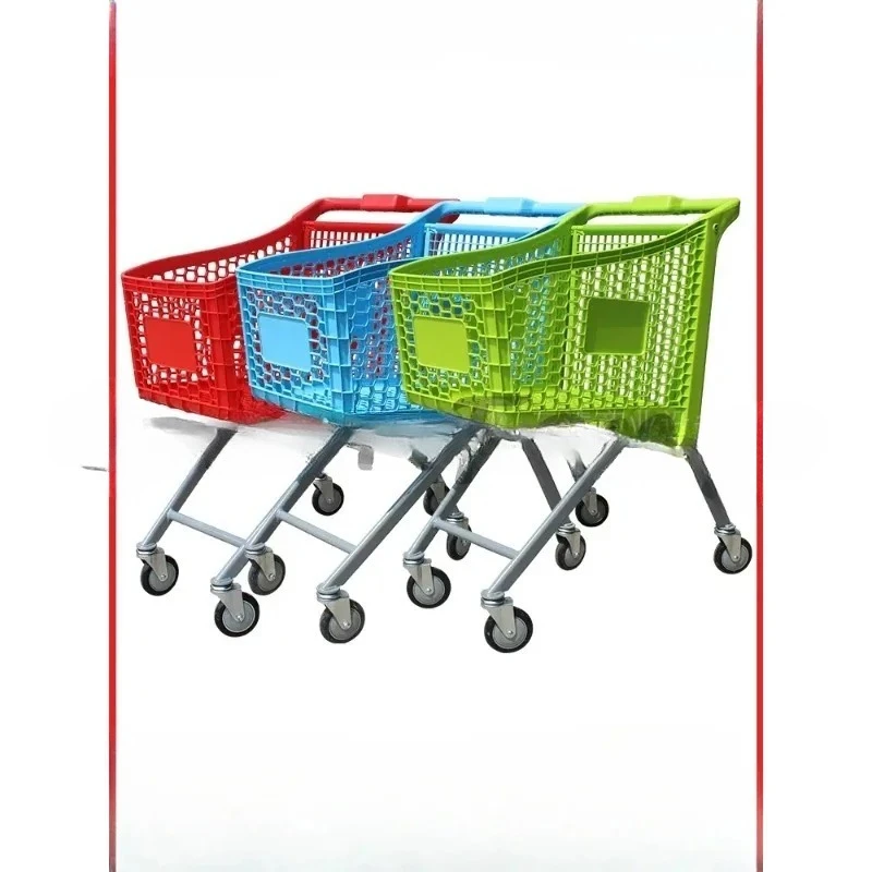 Eco Plastic Store Moving Cart Large Volume Mall Supermarket Goods Handling Trolley