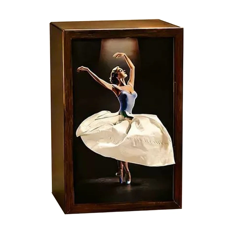 Dekorative Schachtelhülle aus Seidenpapier aus natürlichem Holz mit anmutiger Ballettfigur 3XUF – Detail 1