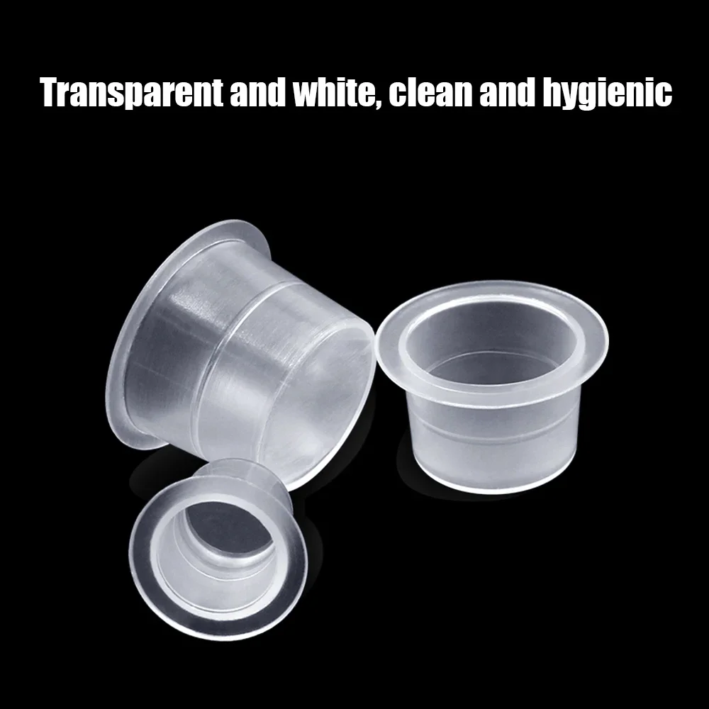 S/M/L Disposable Microblading Tattoo Ink Cups Permanent Makeup Pigment Clear Holder Container Cap Tattoo Accessory 100pcs/bag