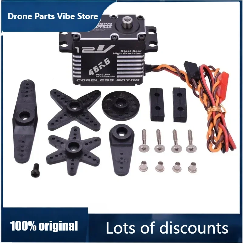 سيرفو رقمي جديد من نوع JX 46KG CLS-12V7346 بجهد 12 فولت وزاوية 180 درجة، عالي الدقة مع تروس فولاذية وغلاف ألومنيوم للسيارات والروبوتات