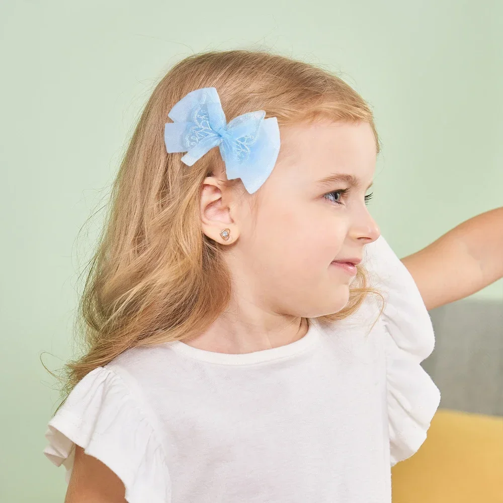 1 buah klip rambut pita bordir renda cantik untuk wanita jepit rambut lembut putri klip kasa polos manis aksesori rambut anak perempuan