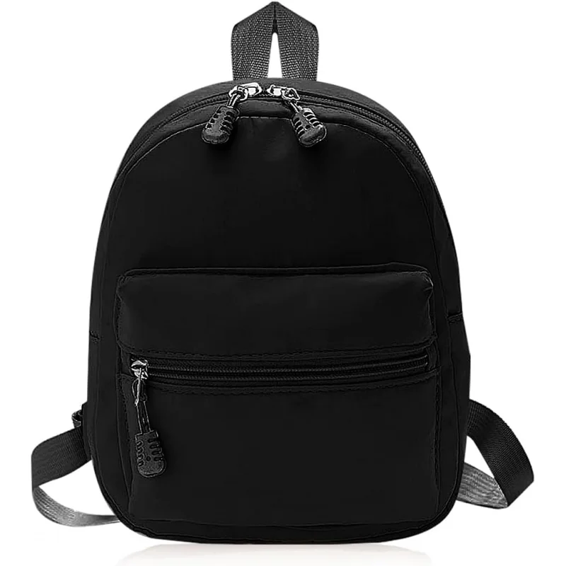 , Mochilas de nailon para mujer, bolso tipo mochila con correa para el hombro desmontable, mini bolso tipo mochila para viajes (negro)