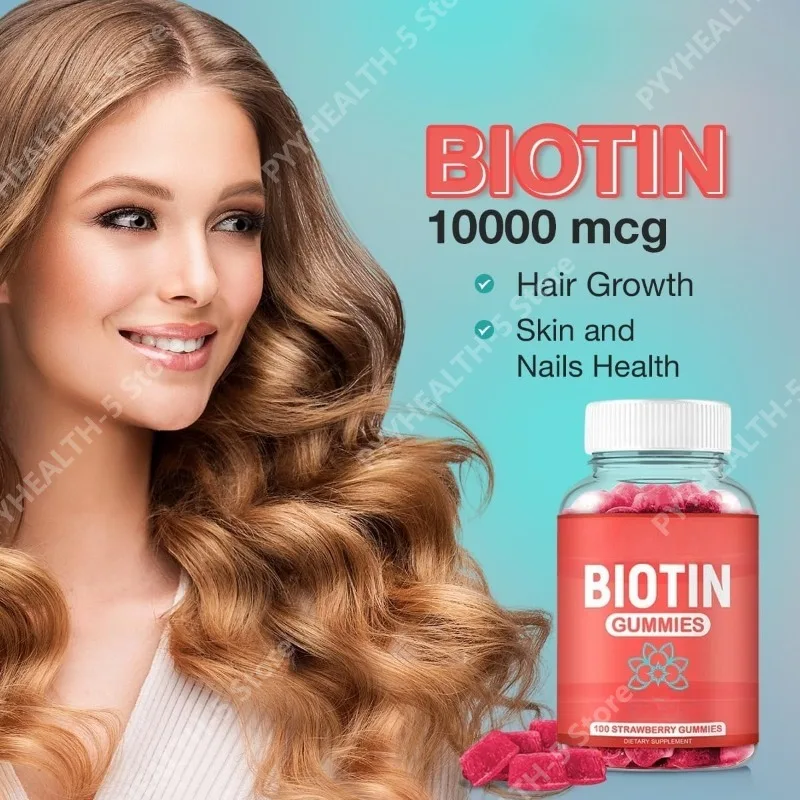 

Biotin Gummies for Adults Chewable Biotin Supplement for Women and Men 100 Count Vegan Hair Gummies for Hair Skin and Nails