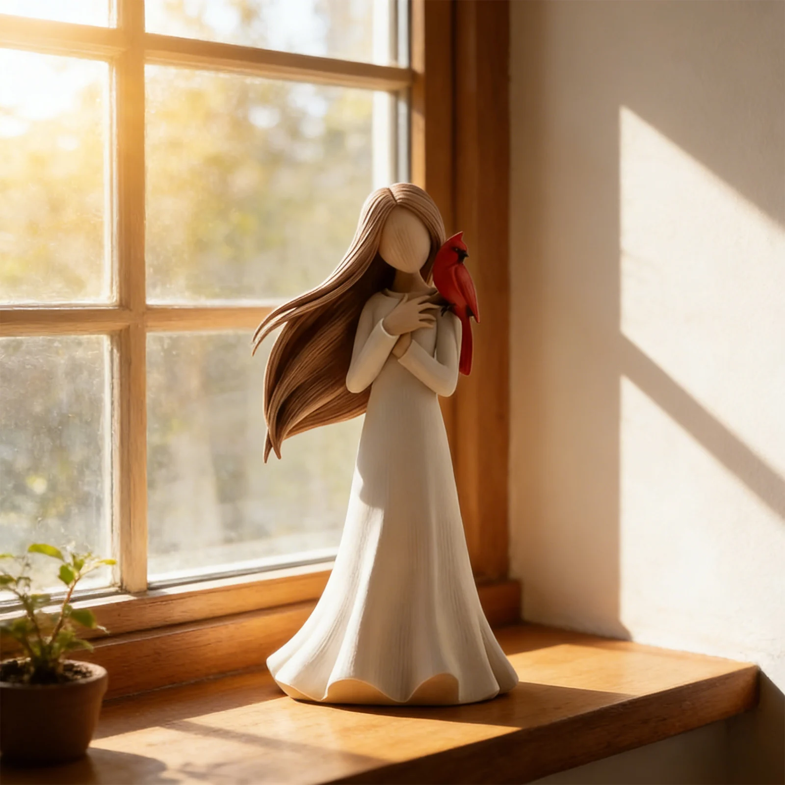 Cardinal Remembrance Memorial Statue - Home Decor Ornament, Resin Angel Red Bird Figurine, Mother's Day Commemorative Gift