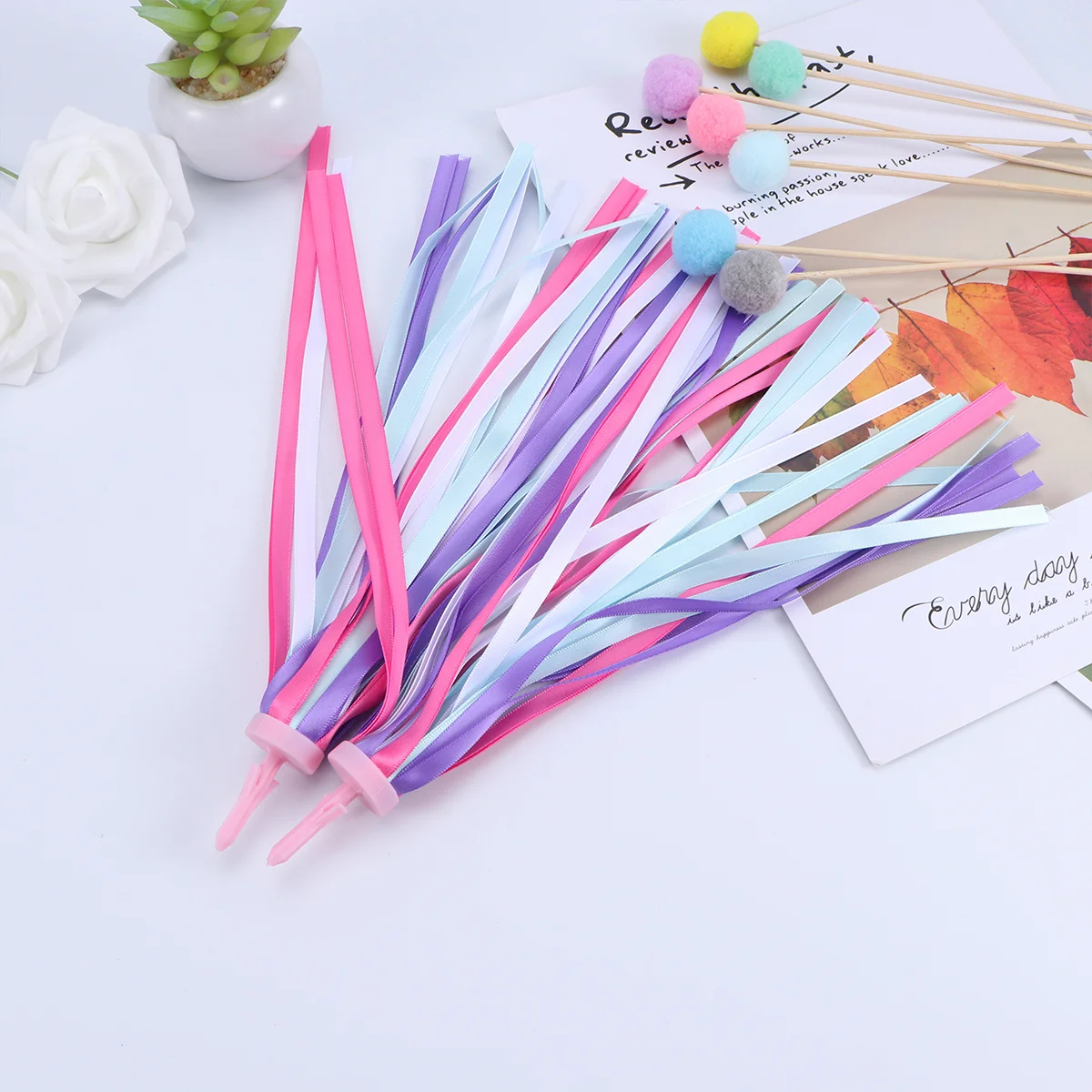 أطفال دراجة المقود اللافتات الأرجواني شرابات أشرطة دائم تحلق الرقص في الهواء للدراجات دراجة ثلاثية العجلات الدراجات البخارية #6