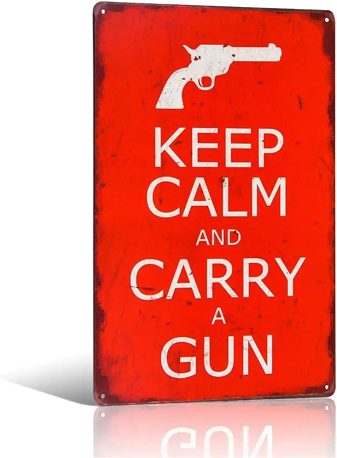 Keep Calm and Carry a Gun Metal Sign Kitchen Signs 8x12 Inch Safety Sign sign