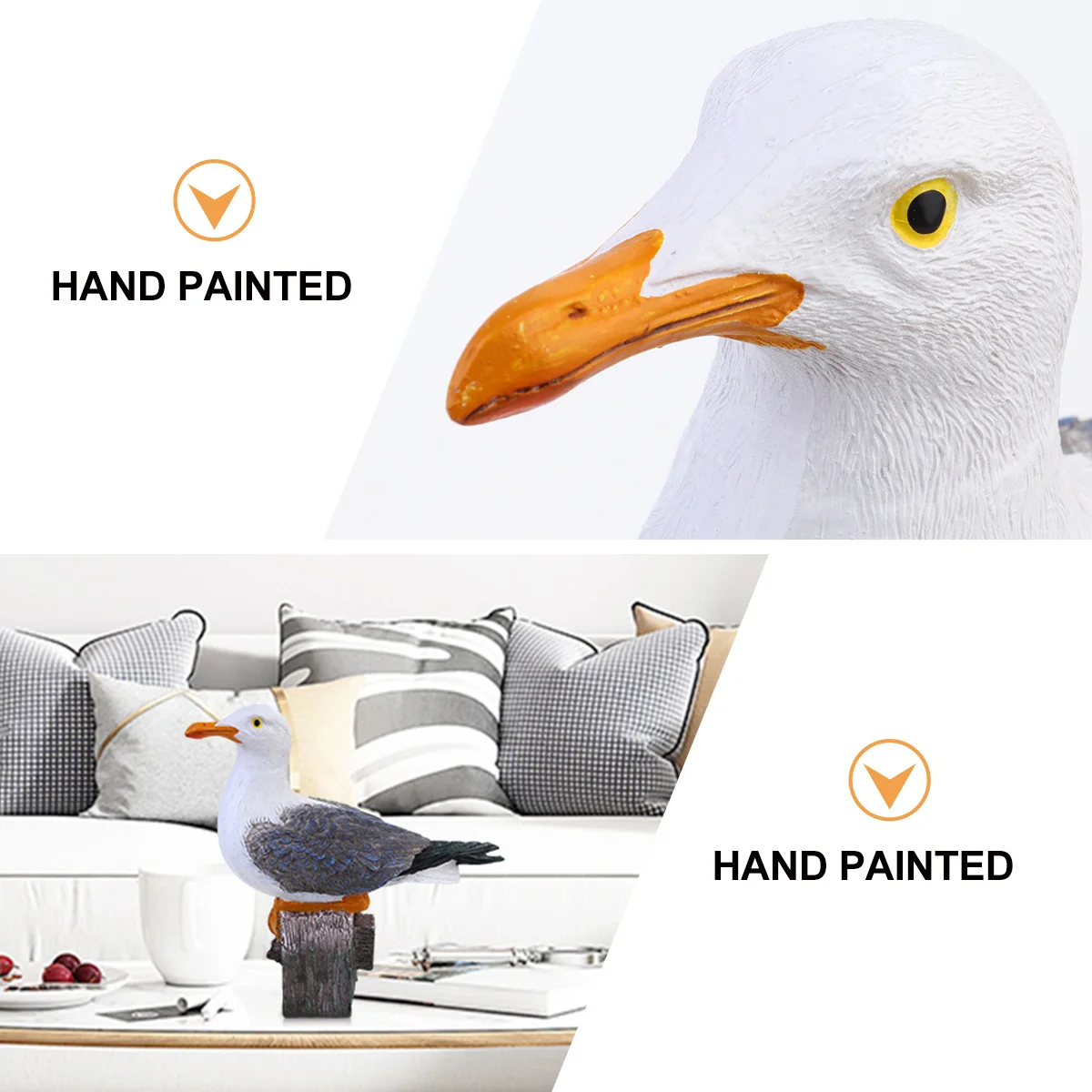 

White Gray Resin Seagull Ornament Mediterranean Style Bird Shaped Crafts Creative Simulation Sculptures Desktop Decoration Home