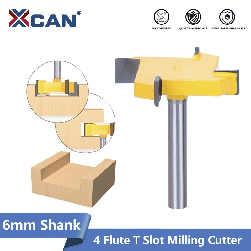 Xcan Borda t tipo Slotting Cortador mm Shank Ferramenta Router Bits para Madeira Cortador de Moagem de Grau Industrial Entalhando