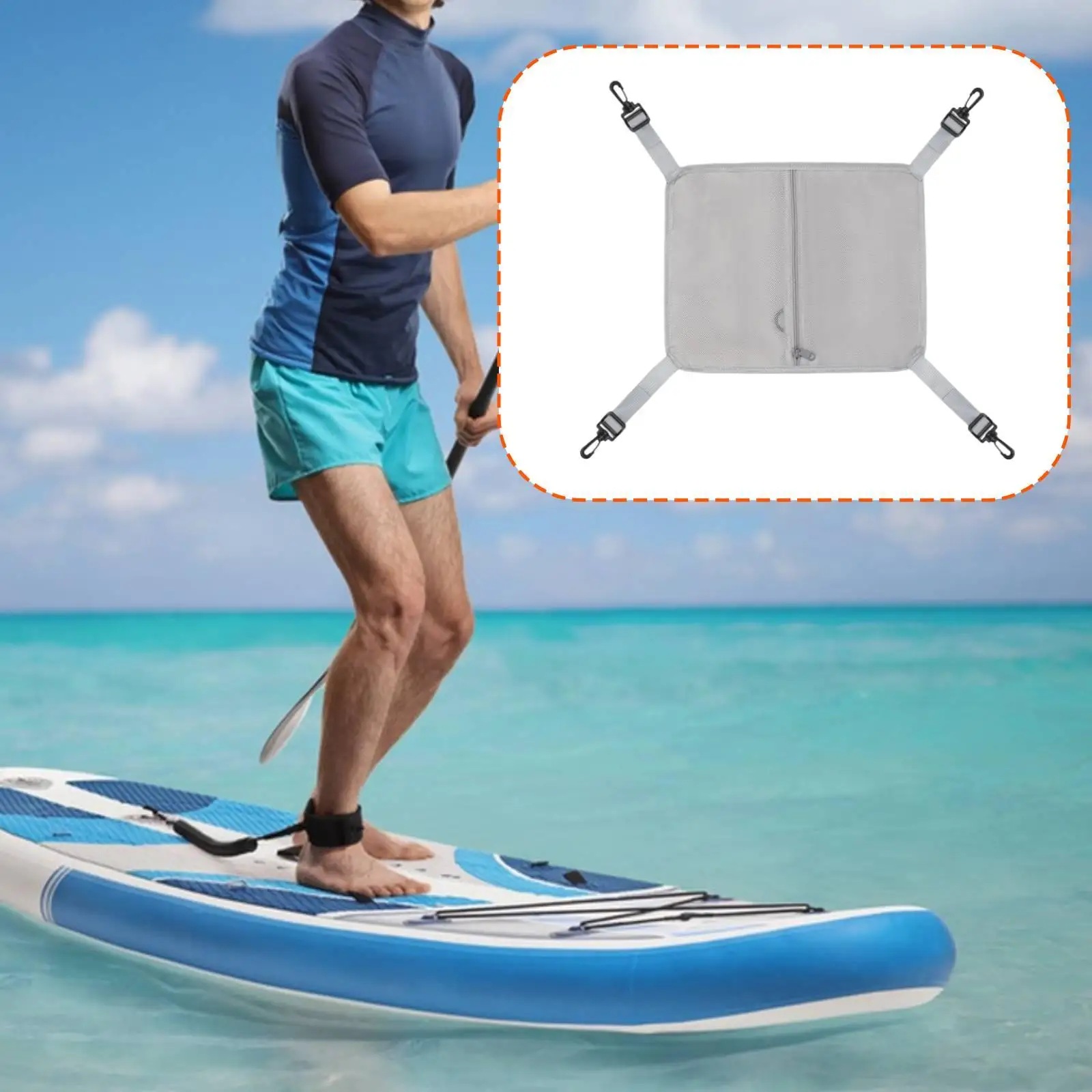 Mesh Paddle Board Bag Breathable Stand Up Deck Storage for Boating Kayaking Accessories Organizer