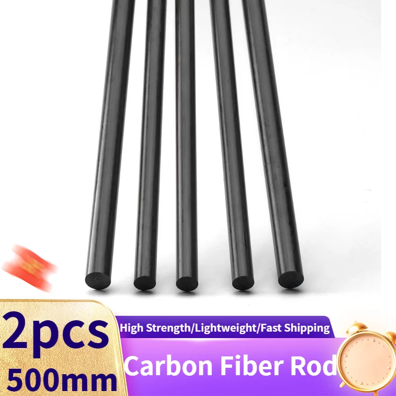 500MM Length Carbon Fiber Round Rod With Various Diameters High Strength And Lightweight DIY Composite Parts Suitable For Model.