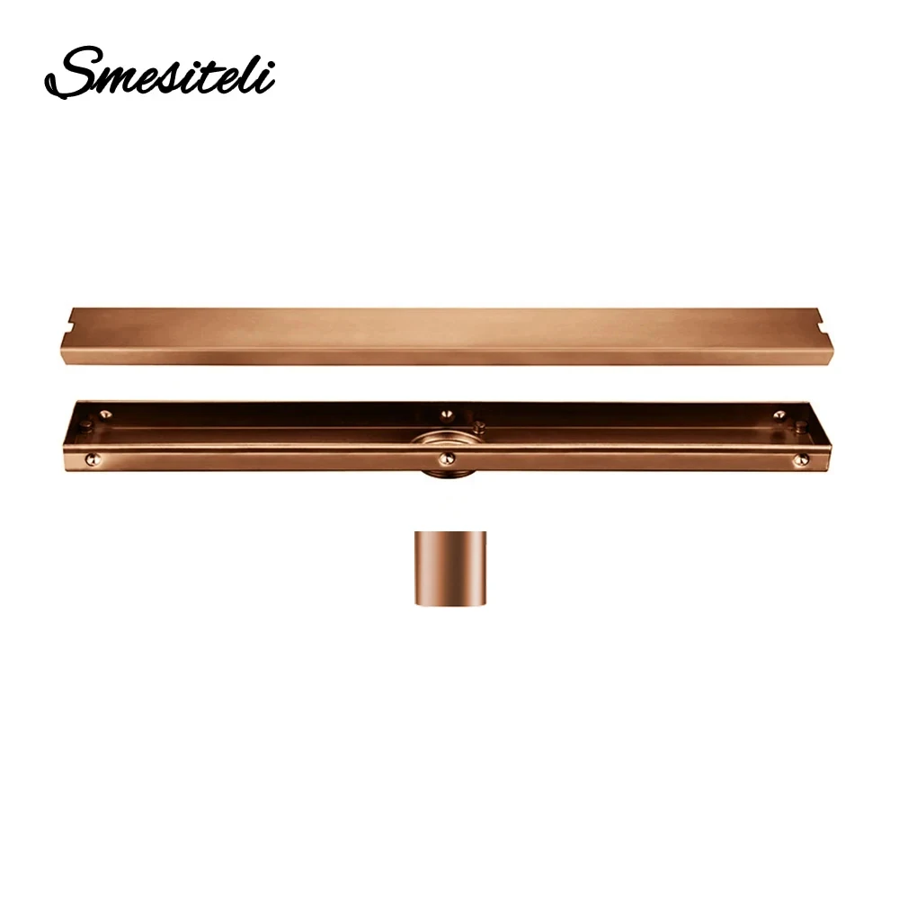 

Smesiteli Stainless Steel Bathroom Drain Rose Gold 800/900/1000mm Rectangular Linear Tile Insert Anti-Odor Floor Drain Bathroom