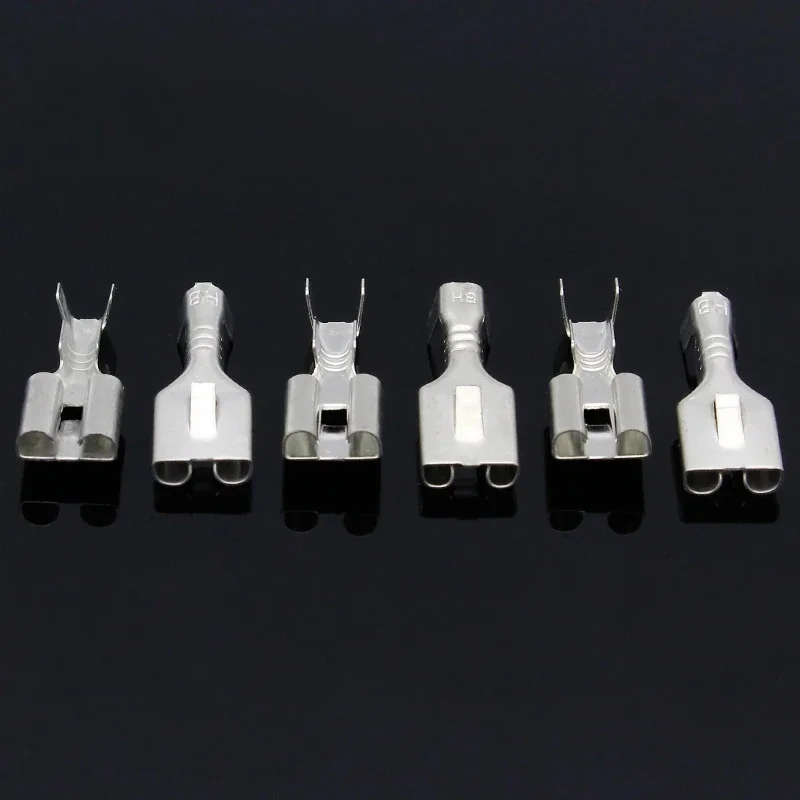 50/100/200pcs 6.3mm Gold Silver Docking Terminal Cable Bare Terminal Spring Insert Terminal Set Male And Female Pair Terminal